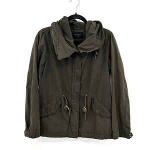 ZARA Basic Army Green Full Zip Snap Button Utility Jacket Size Small
